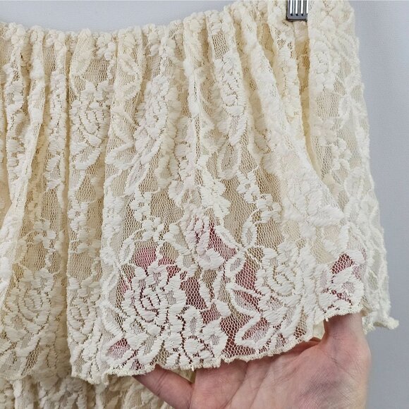 Elan Midi Dress Cream Lace Overlay Strapless S Boho Cottagecore Fairy Western - Picture 6 of 11